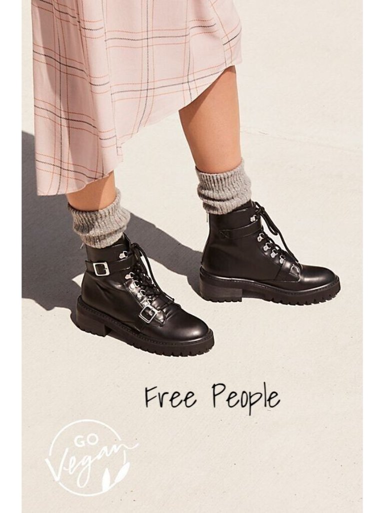 Free People Combat Lace Up Boots Vegan Black Women Size 5 Farylrobin New In Box